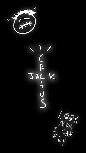 Cactus Jack Cross and Stitched Face Doodle on Black Background HD phone wallpaper