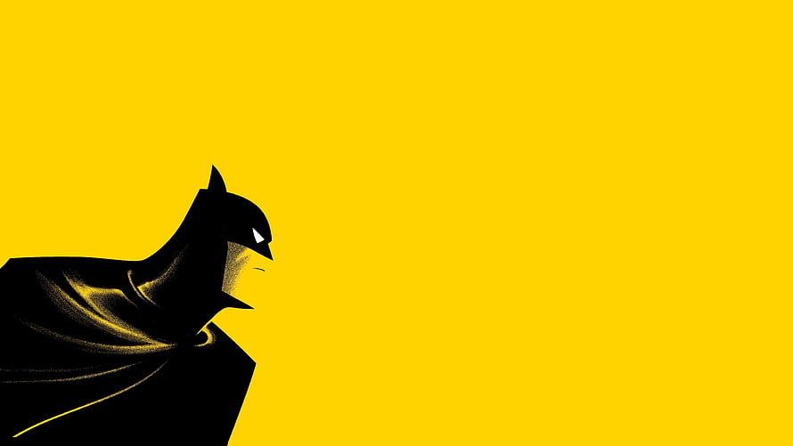 Batman: The Animated Series Minimalist Yellow and Black Silhouette Artwork HD wallpaper