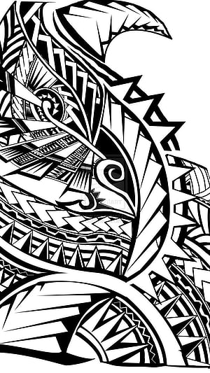 Intricate Black and White Polynesian Tribal Pattern with Geometric Shapes and Flowing Curves HD phone wallpaper
