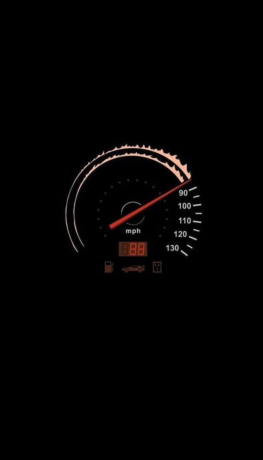 Minimalist AMOLED Speedometer Dashboard with Red Needle on Black Background HD phone wallpaper