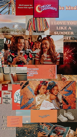 Stranger Things Aesthetic Collage with Max and Eleven in Retro 80s Style HD phone wallpaper