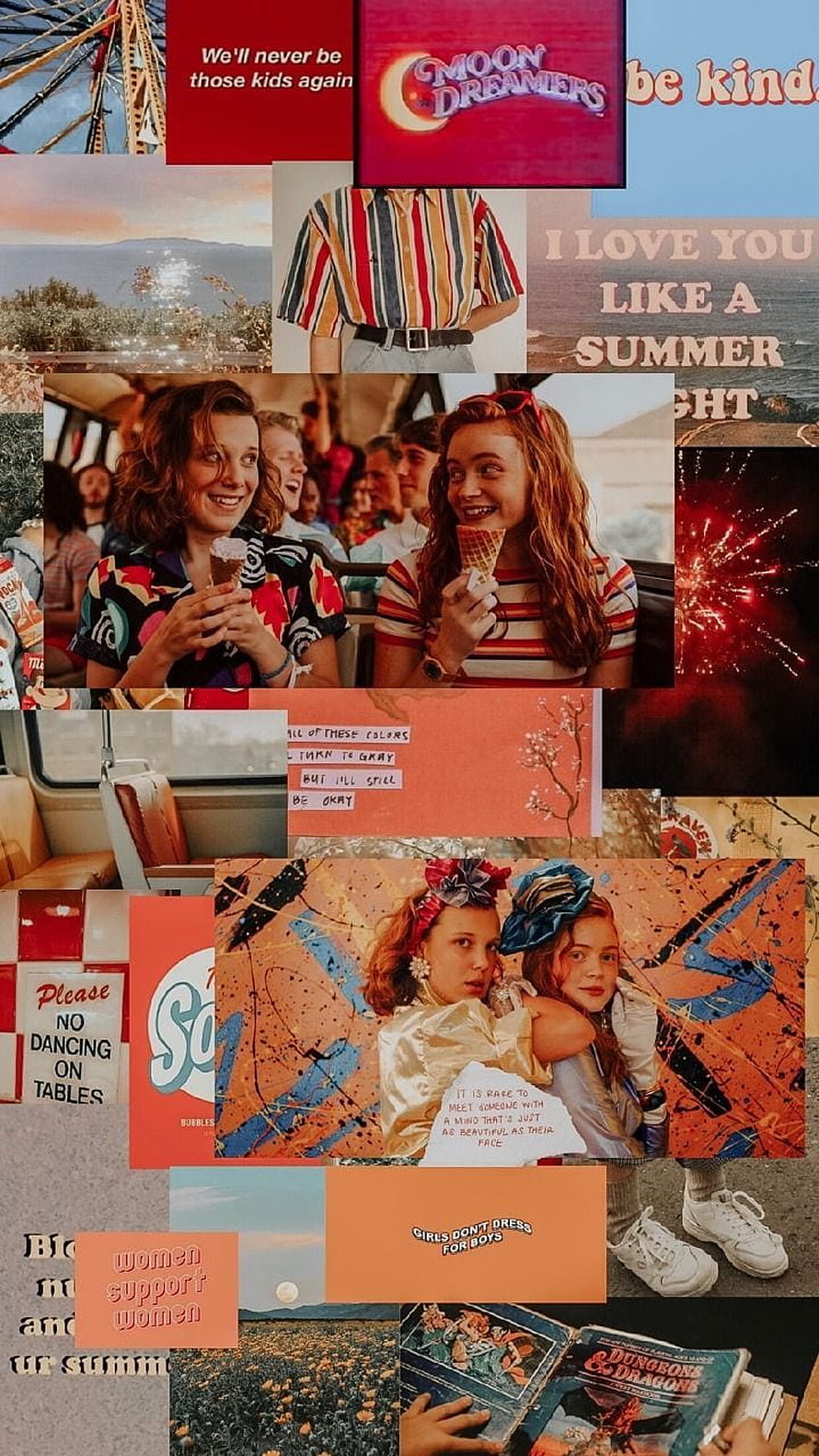 Stranger Things Aesthetic Collage with Max and Eleven in Retro 80s Style HD phone wallpaper