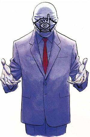 20th Century Boys Character Concept Art in Blue Suit with Eye Mask HD phone wallpaper