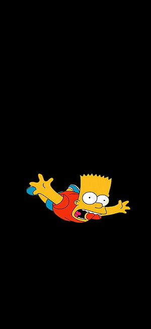 Bart Simpson Falling Through the Void on a Minimalist Black Background HD phone wallpaper