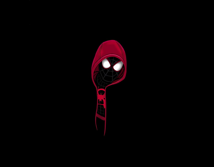 Minimalist Spider-Man Hooded Portrait in Red and Black HD wallpaper
