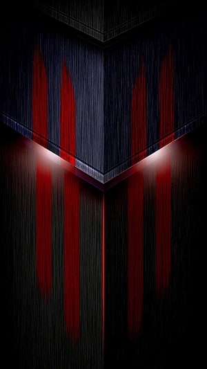 Abstract Geometric Corner with Red and Blue Vertical Streaks on Dark Background HD phone wallpaper
