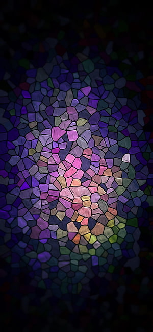 Vibrant Mosaic Stone Pattern with Purple and Pink Tones on Dark Background HD phone wallpaper