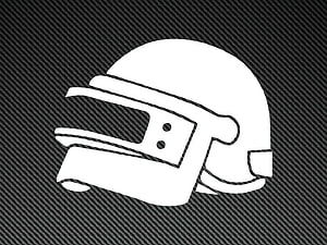 PUBG Helmet Icon on Carbon Fiber Texture, Minimalist White Silhouette Design HD wallpaper