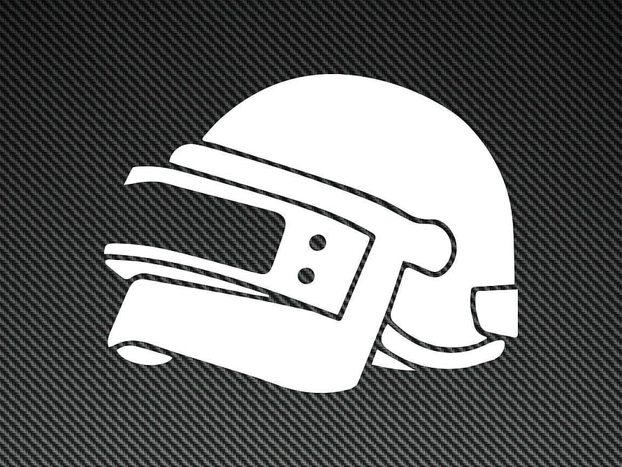 PUBG Helmet Icon on Carbon Fiber Texture, Minimalist White Silhouette Design HD wallpaper