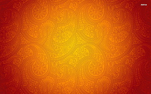 Vibrant Orange and Red Paisley Floral Pattern with Intricate Swirls and Dotted Motifs HD wallpaper