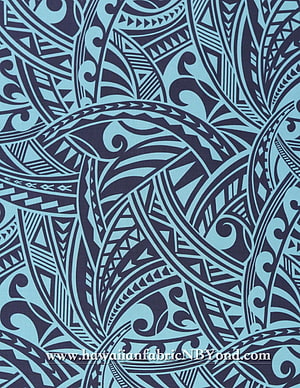 Polynesian Tribal Pattern with Hawaiian Motifs in Navy and Light Blue HD phone wallpaper