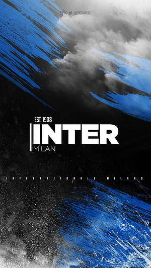 Inter Milan 1908 Abstract Blue and Black Brushstroke Sports Graphic Design HD phone wallpaper