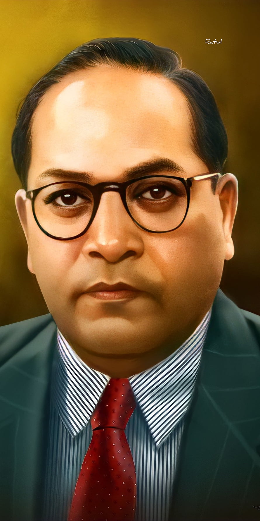 B. R. Ambedkar Digital Portrait in Suit and Glasses HD phone wallpaper