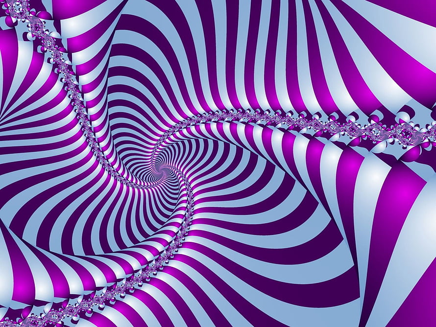 Hypnotic Purple and White Spiral Tunnel with Fractal Edge Details HD wallpaper