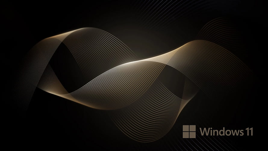Windows 11 Dark Gold Abstract Wave Line Art Desktop Background HD wallpaper
