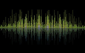 Green LED Dot Matrix Audio Equalizer Waveform on Black Background HD wallpaper