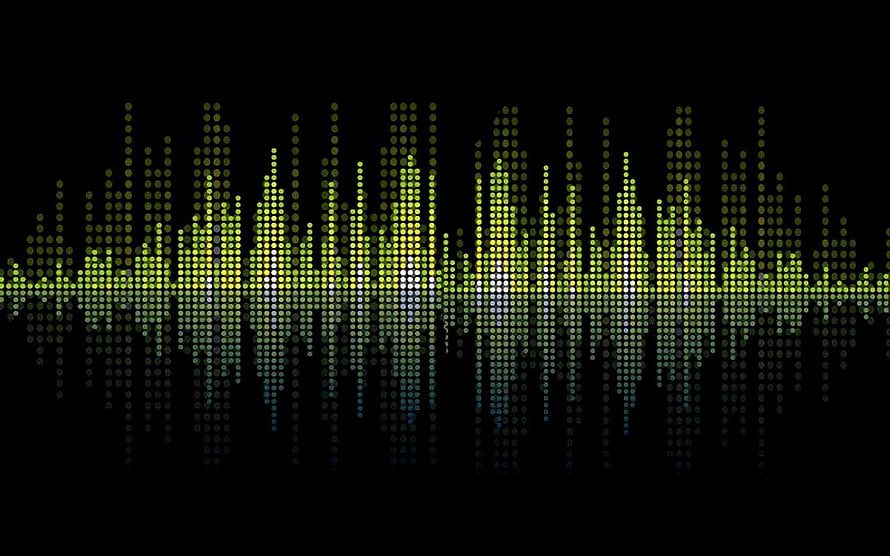 Green LED Dot Matrix Audio Equalizer Waveform on Black Background HD wallpaper