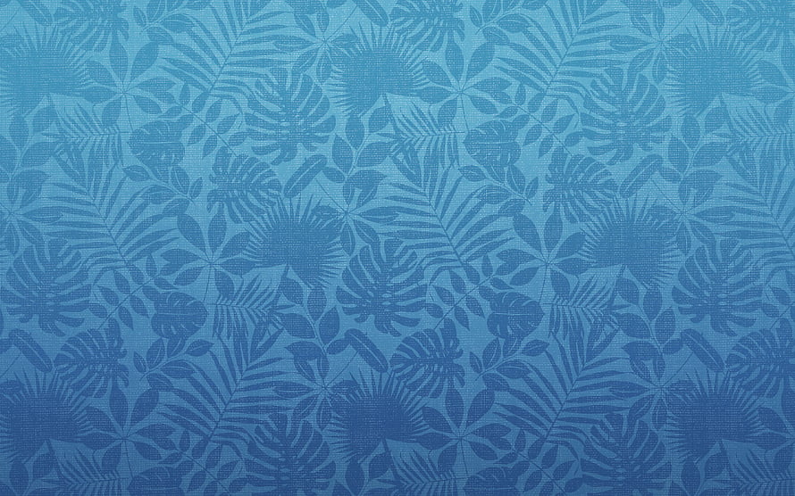 Blue Tropical Leaf Pattern with Monstera and Palm Silhouettes on Textured Background HD wallpaper