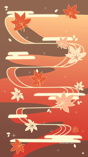 Genshin Impact Autumn Maple Leaves and Flowing Clouds Digital Art HD phone wallpaper