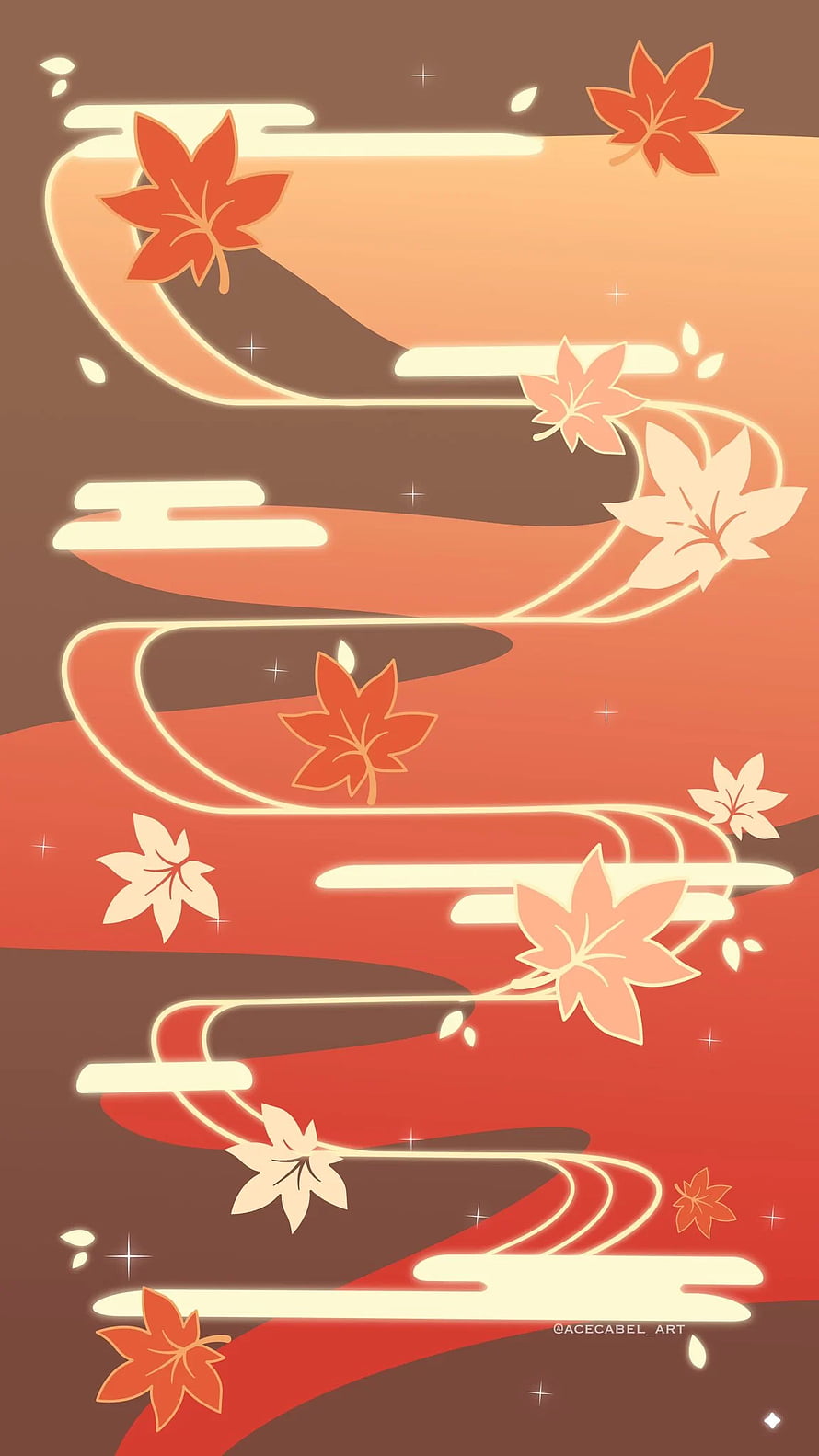 Genshin Impact Autumn Maple Leaves and Flowing Clouds Digital Art HD phone wallpaper