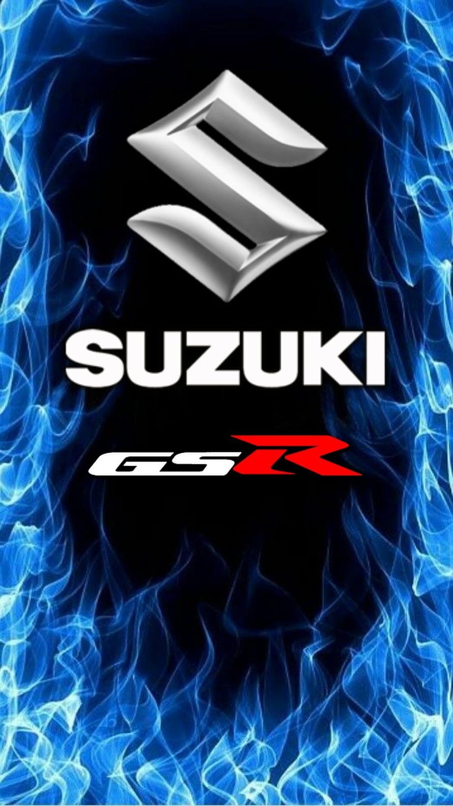 Suzuki GSR Logo with Blue Electric Flame Background HD phone wallpaper