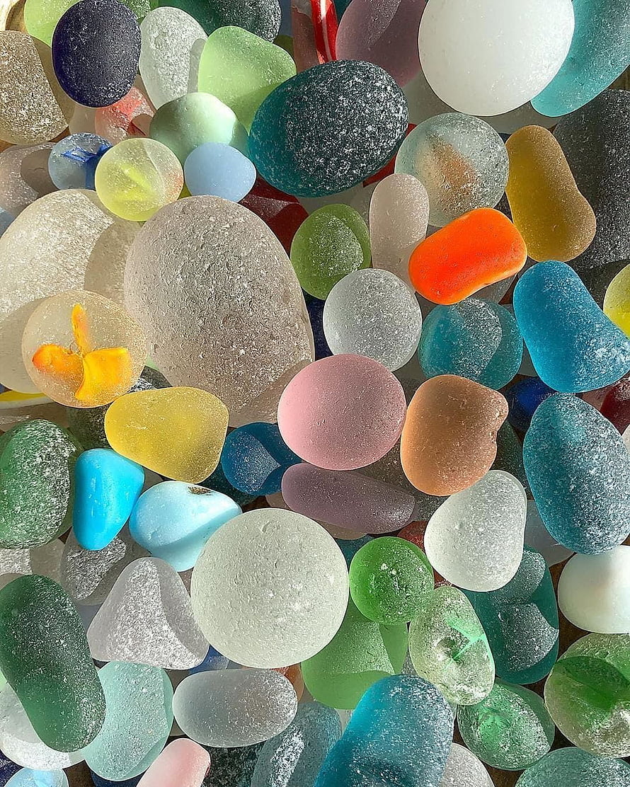 Colorful Sea Glass Pebbles on Glass Beach HD phone wallpaper