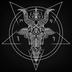 Intricate Baphomet Goat Head Sigil with Pentagram and Sacred Geometry on Black Background HD phone wallpaper