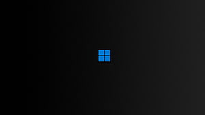 Windows 11 Minimalist Black Background with Centered Blue Logo HD wallpaper