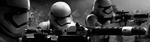 Star Wars First Order Stormtroopers in Black and White Cinematic Battle Scene HD wallpaper