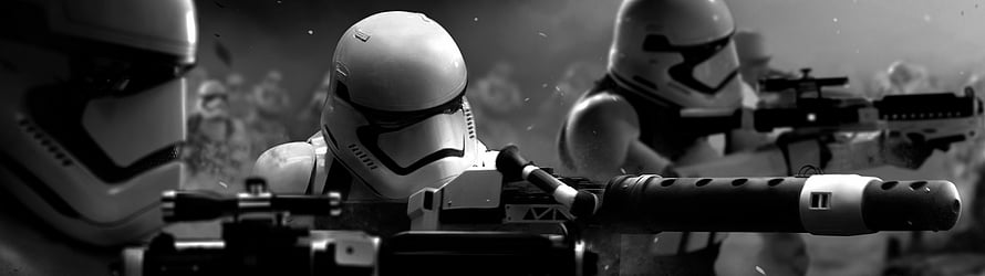 Star Wars First Order Stormtroopers in Black and White Cinematic Battle Scene HD wallpaper