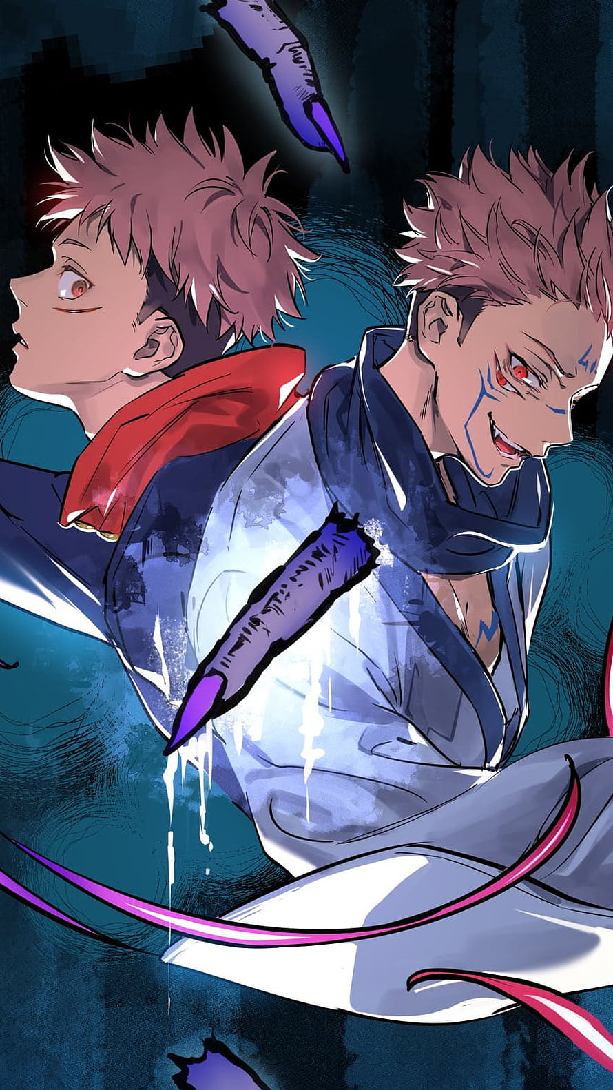 Sukuna and Yuji Itadori Jujutsu Kaisen Anime Illustration HD phone wallpaper