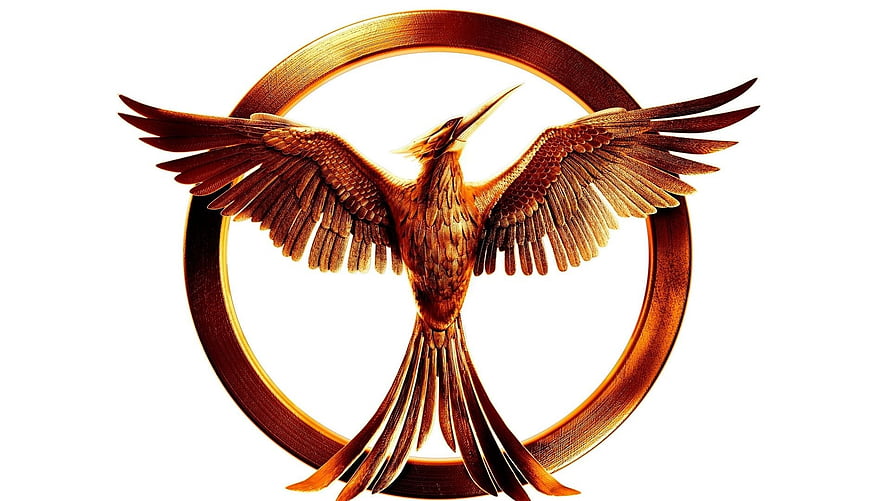 Golden Phoenix Bird with Spread Wings Inside a Circular Ring HD wallpaper