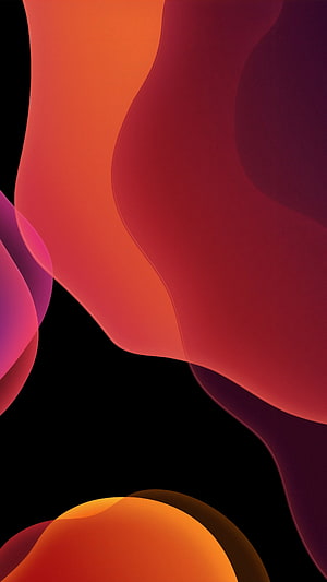 Vibrant Abstract Flowing Shapes in Warm Orange and Deep Magenta on Black Background HD phone wallpaper