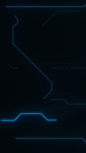 Minimalist Neon Blue Circuit Lines on Dark Black Background HD phone wallpaper