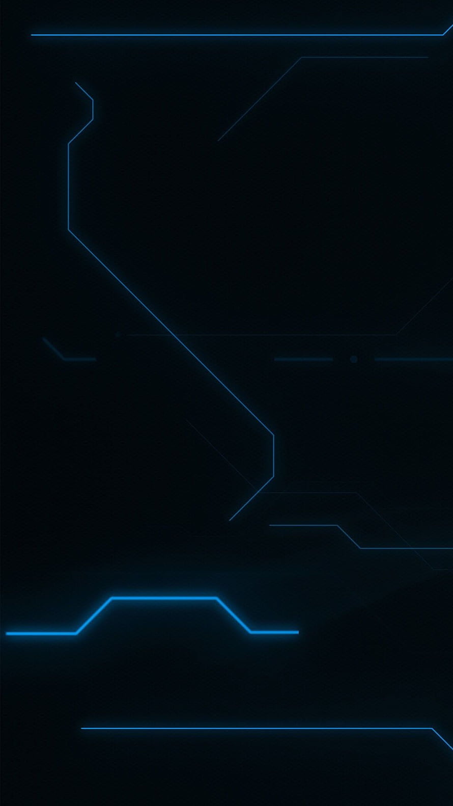 Minimalist Neon Blue Circuit Lines on Dark Black Background HD phone wallpaper