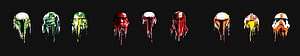 Star Wars Clone Trooper and Mandalorian Helmets in Dripping Paint Style HD wallpaper