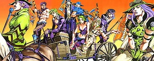 JoJo's Bizarre Adventure Steel Ball Run Cast Riding a Horse-Drawn Wagon HD wallpaper