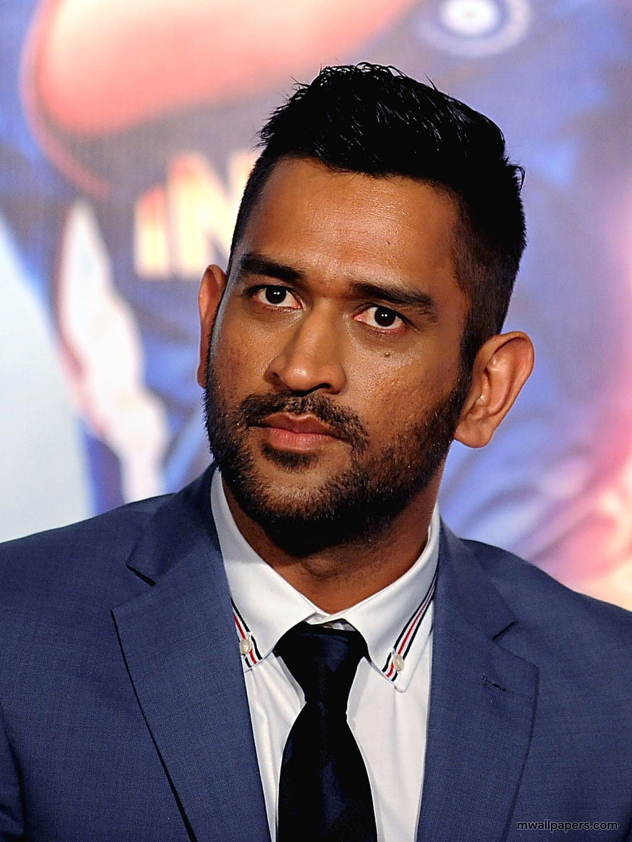 MS Dhoni in a Blue Suit and Tie at a Formal Event HD phone wallpaper