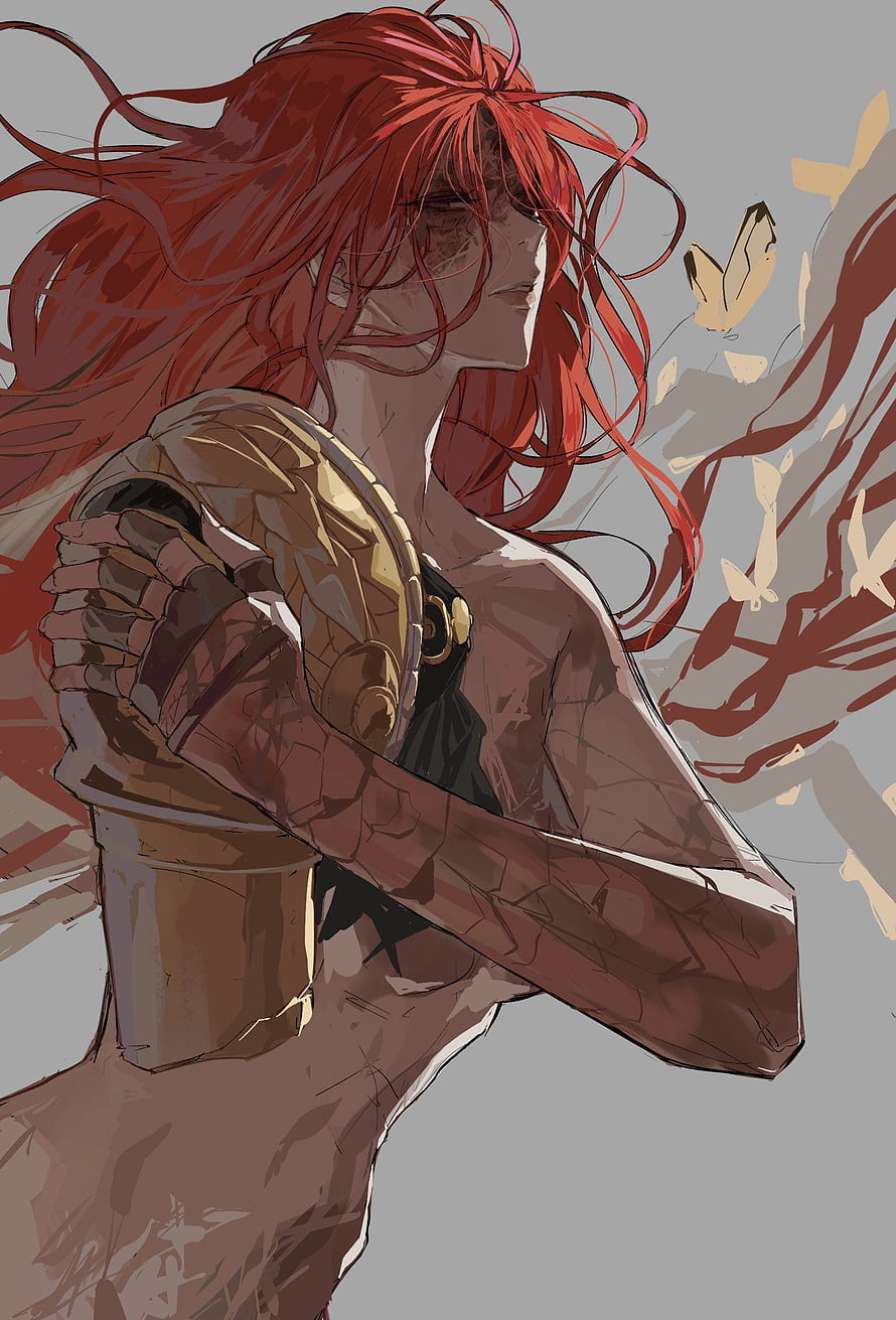 Malenia from Elden Ring in Golden Armor with Flowing Red Hair and Butterflies HD phone wallpaper