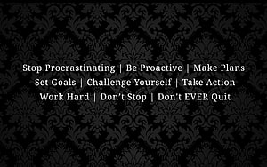Black Damask Pattern with White Motivational Text on Discipline and Perseverance HD wallpaper