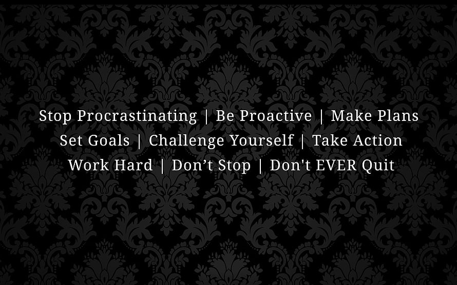 Black Damask Pattern with White Motivational Text on Discipline and Perseverance HD wallpaper