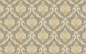 Elegant Gray Damask Wallpaper With Cream Floral Ornaments And Vintage Scrollwork HD wallpaper