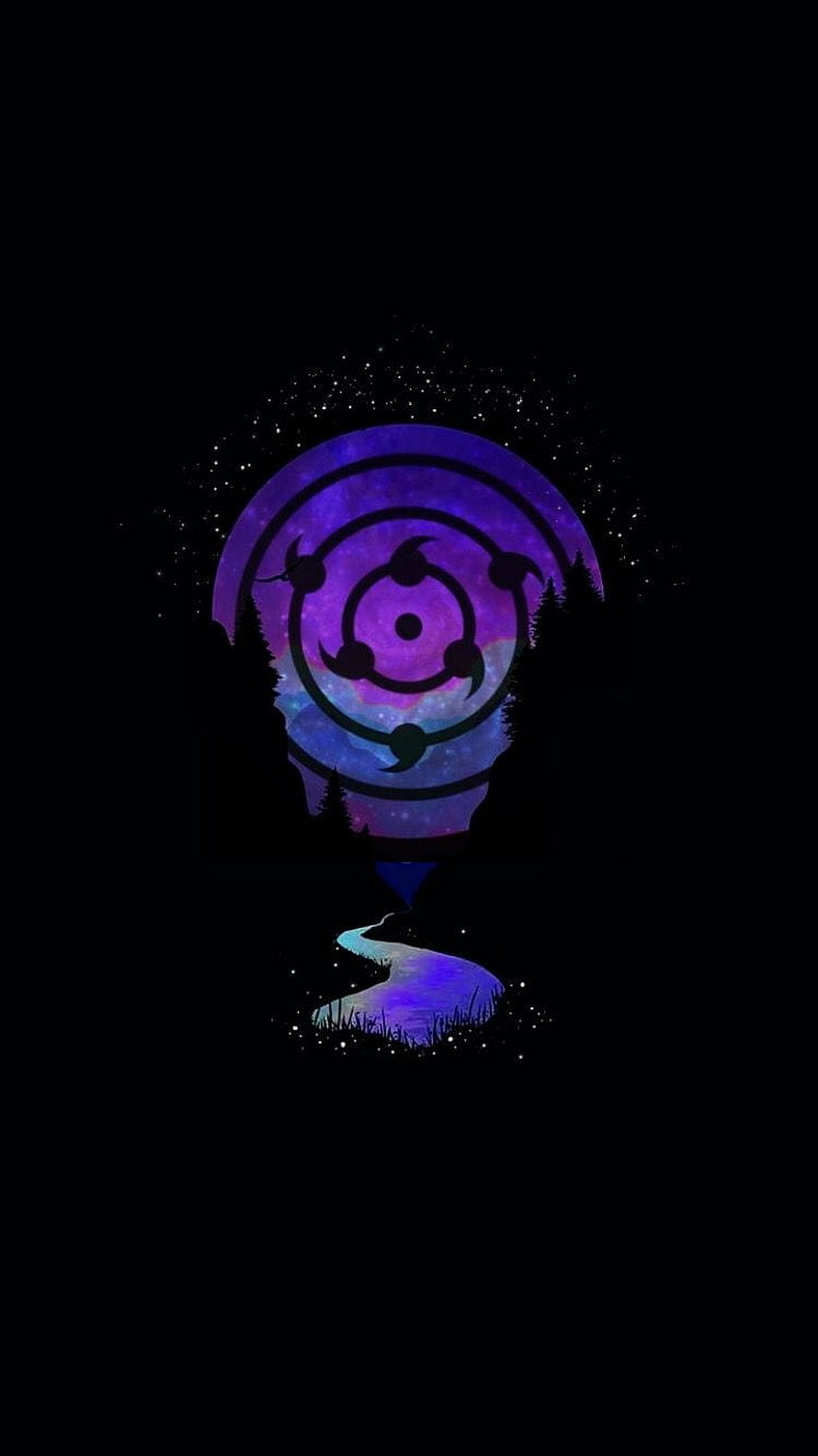 Naruto Shippuden Tsuki no Me Keikaku Purple Moon Symbol Artwork HD phone wallpaper