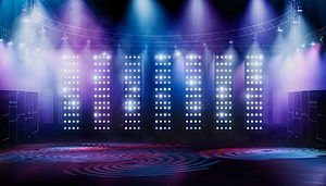 Vibrant Concert Stage With LED Light Panels And Colorful Spotlights HD wallpaper