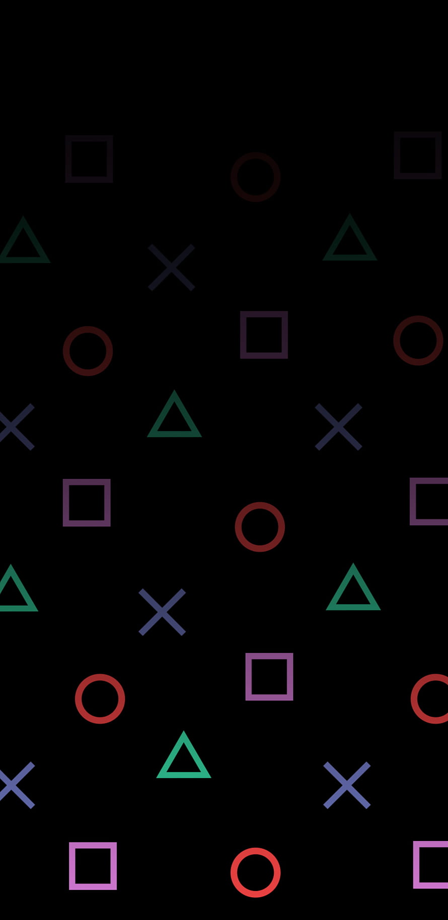 PlayStation Controller Button Shapes Pattern on Black Background HD phone wallpaper