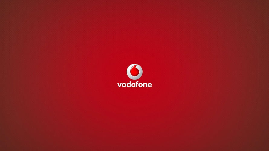 Vodafone Corporate Logo on Deep Red Gradient Background HD wallpaper