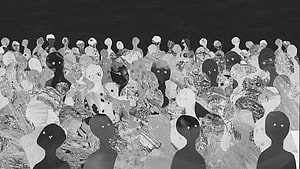 Monochromatic Crowd of Abstract Human Silhouettes in Surreal Art Style, I made a Burn The Witch : radiohead HD wallpaper