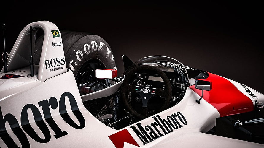 Ayrton Senna McLaren MP4/4 Formula 1 Car with Marlboro Livery HD wallpaper