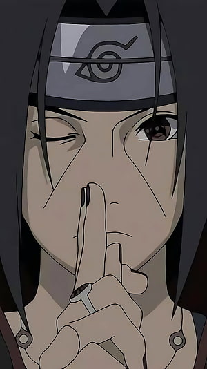 Itachi Uchiha Performing Hand Seal in Naruto Anime Close-Up Portrait HD phone wallpaper