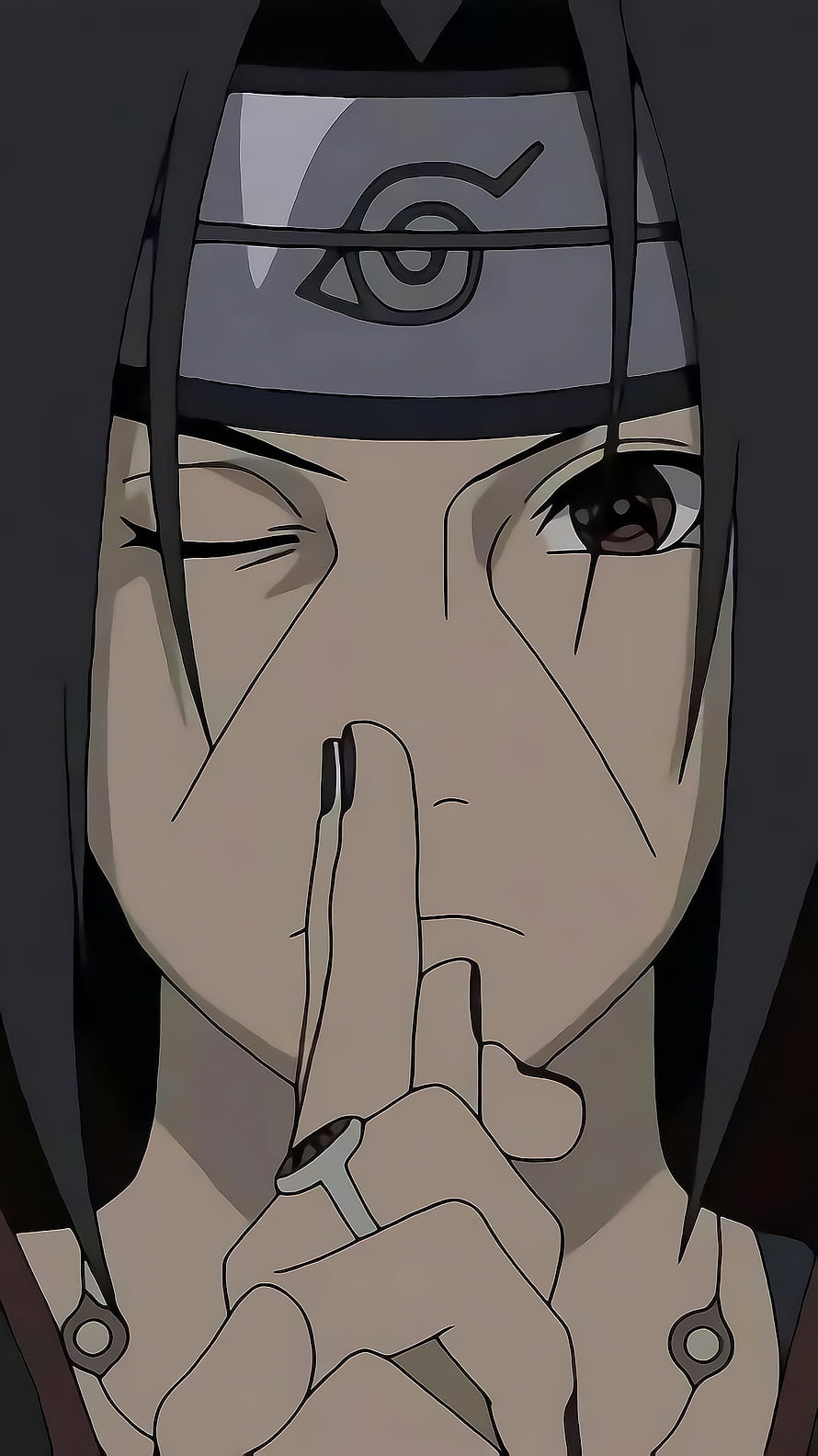 Itachi Uchiha Performing Hand Seal in Naruto Anime Close-Up Portrait HD phone wallpaper